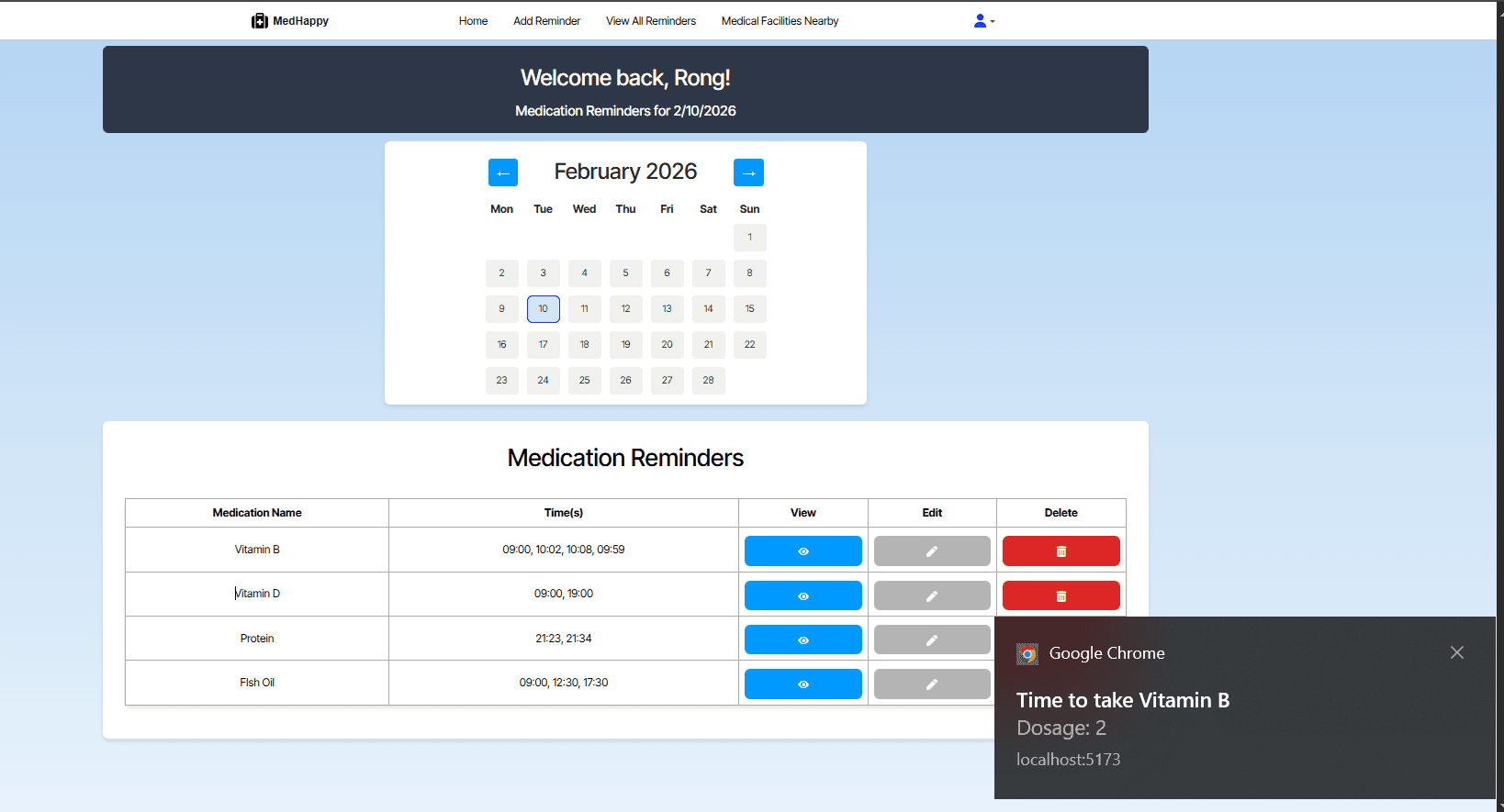 MedicineDetails on Home Page